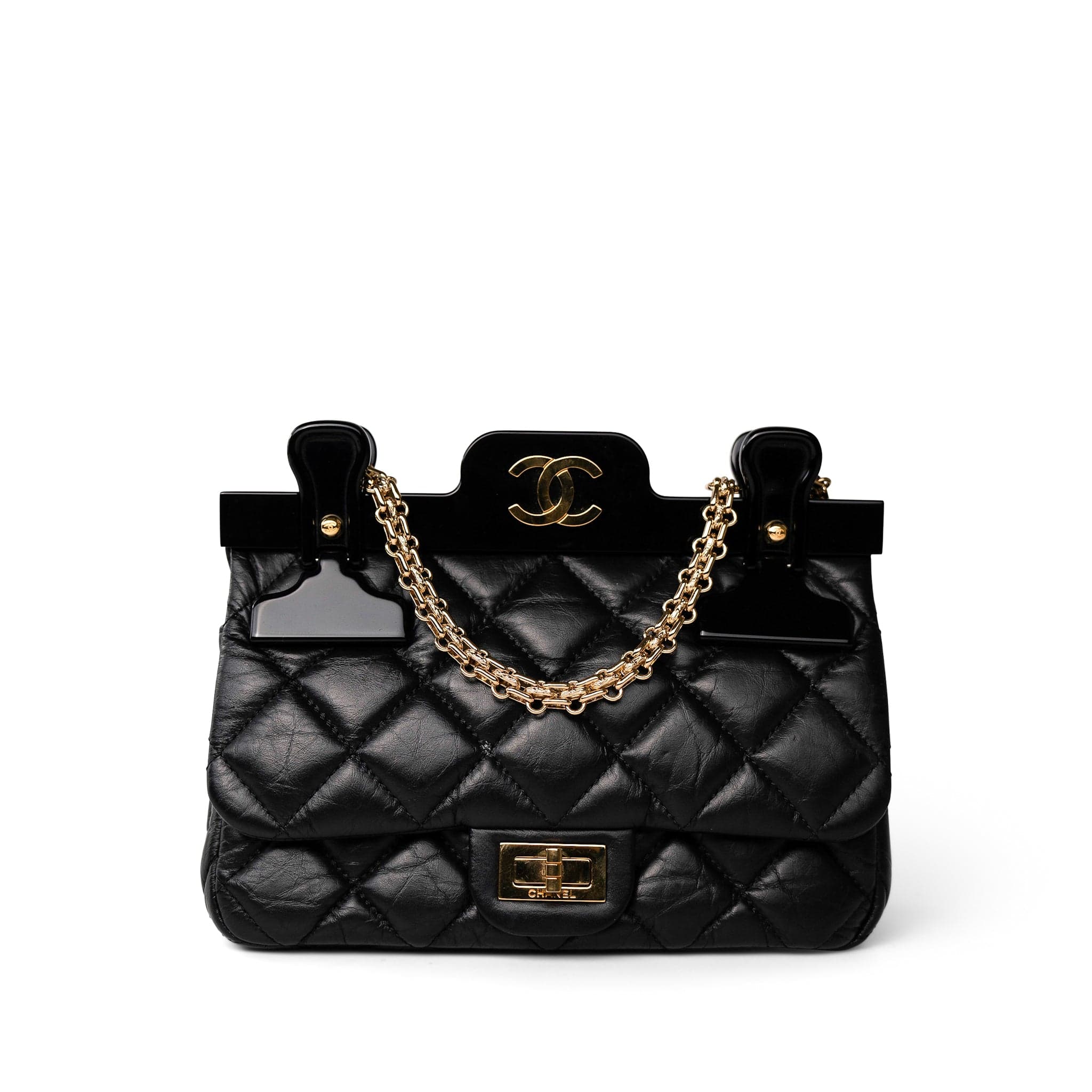 CHANEL Handbag Black Black Aged Calfskin Quilted 2.55 Mini Reissue Hanger Flap Bag -Knockoff
