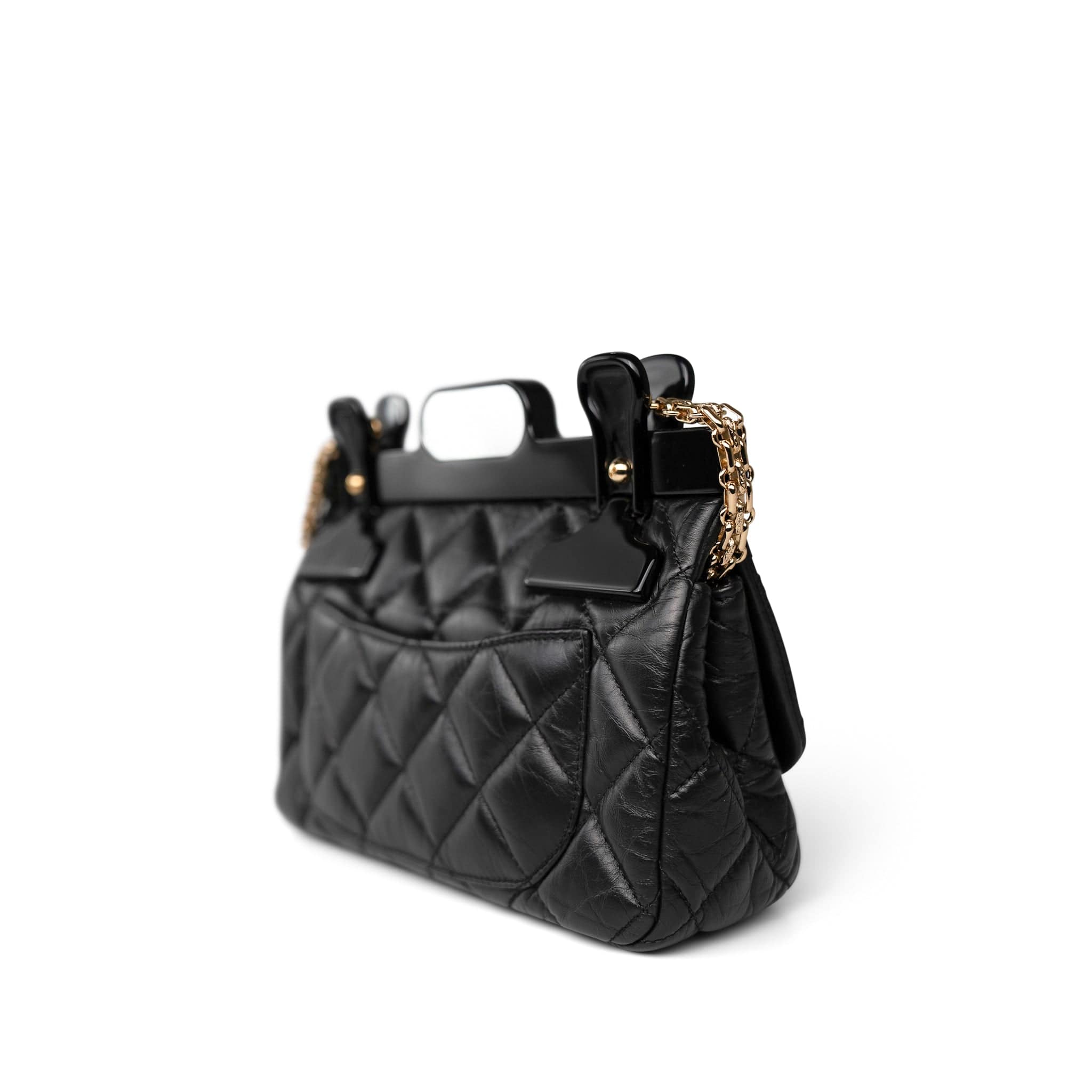 CHANEL Handbag Black Black Aged Calfskin Quilted 2.55 Mini Reissue Hanger Flap Bag -Knockoff
