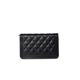 CHANEL Handbag Black Black Caviar Quilted Boy Wallet on Chain (WOC) Antique Gold Hardware -Knockoff
