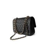 CHANEL Handbag Black Black Caviar Quilted Classic Flap Medium Gold Hardware -Knockoff
