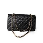 CHANEL Handbag Black Black Caviar Quilted Classic Flap Medium Gold Hardware -Knockoff
