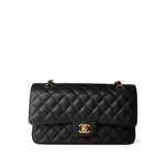 CHANEL Handbag Black Black Caviar Quilted Classic Flap Medium Gold Hardware -Knockoff
