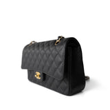 CHANEL Handbag Black Black Caviar Quilted Classic Flap Medium Gold Hardware -Knockoff
