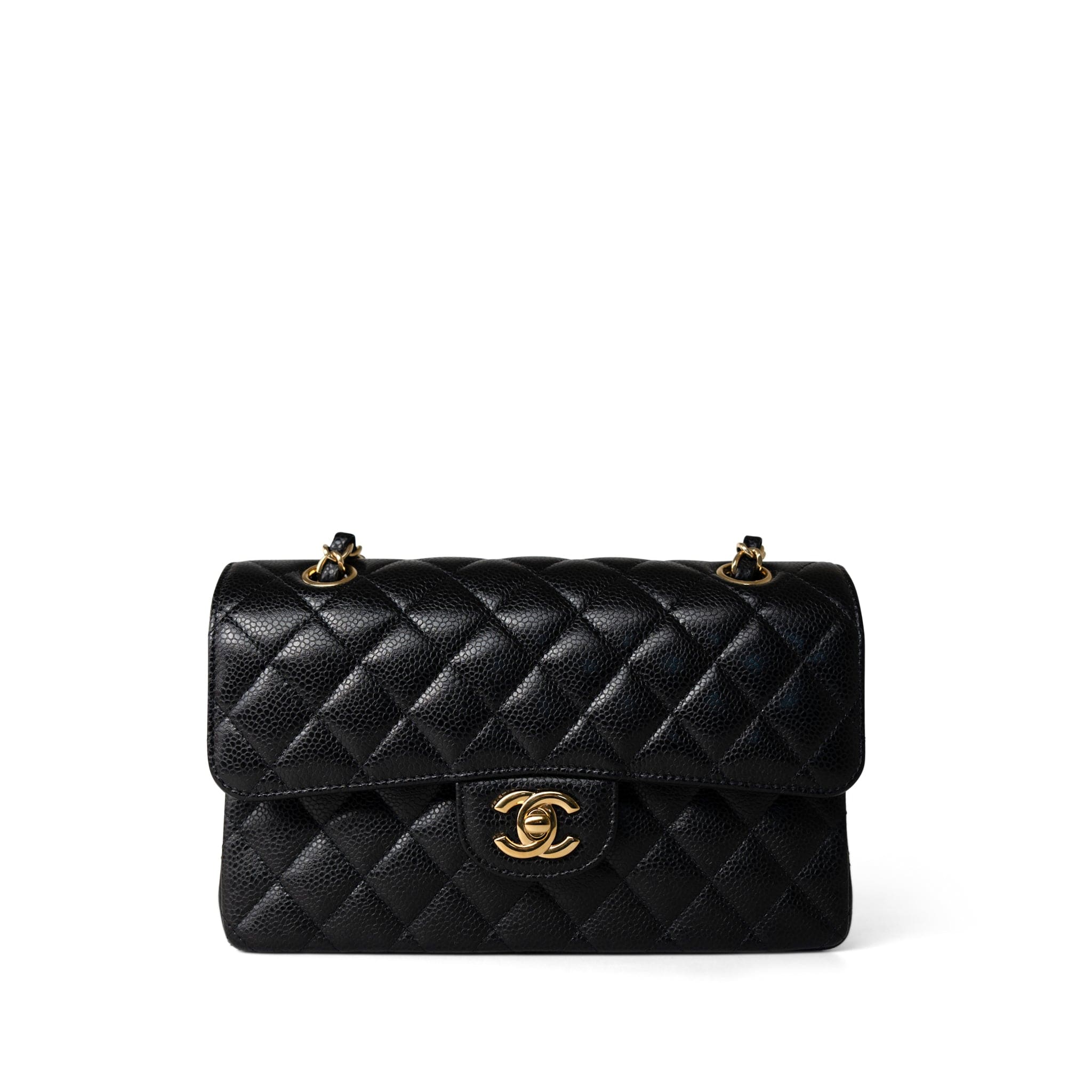 CHANEL Handbag Black Black Caviar Quilted Classic Flap Small -Knockoff
