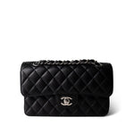 CHANEL Handbag Black Black Caviar Quilted Classic Flap Small Silver Hardware -Knockoff
