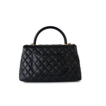 CHANEL Handbag Black Black Caviar Quilted Coco Handle Medium Antique Gold Hardware -Knockoff
