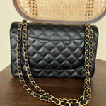 CHANEL Handbag Black Black Caviar Quilted Jumbo Classic Flap Gold Hardware -Knockoff
