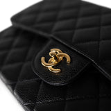 CHANEL Handbag Black Black Caviar Quilted Jumbo Classic Flap Gold Hardware -Knockoff
