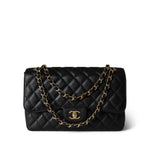 CHANEL Handbag Black Black Caviar Quilted Jumbo Classic Flap Gold Hardware -Knockoff
