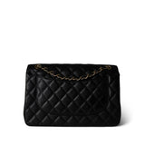 CHANEL Handbag Black Black Caviar Quilted Jumbo Classic Flap Gold Hardware -Knockoff
