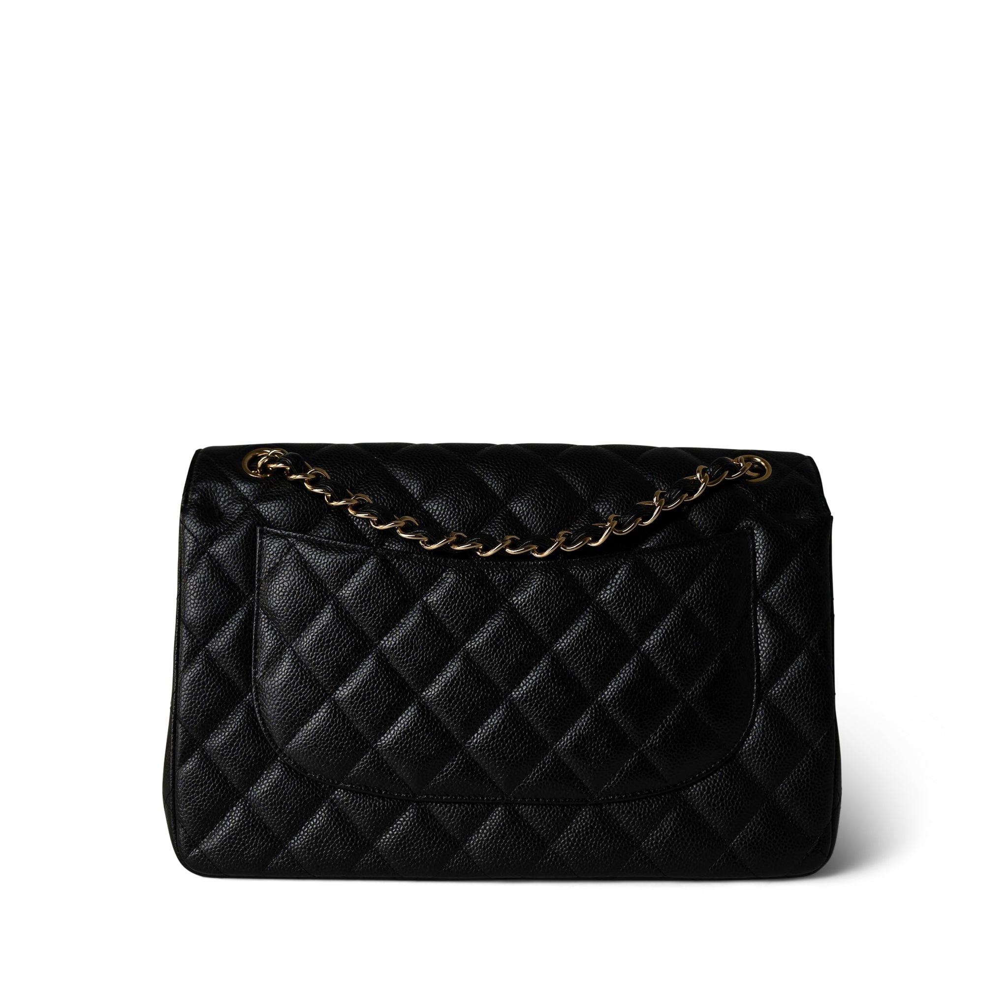 CHANEL Handbag Black Black Caviar Quilted Jumbo Classic Flap Gold Hardware -Knockoff
