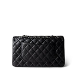 CHANEL Handbag Black Black Caviar Quilted Medium Classic Flap Silver Hardware -Knockoff
