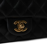 CHANEL Handbag Black Black Caviar Quilted Mini Rectangular Flap Gold Hardware -Knockoff
