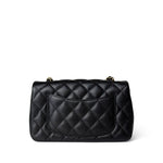 CHANEL Handbag Black Black Caviar Quilted Mini Rectangular Flap Gold Hardware -Knockoff
