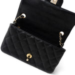 CHANEL Handbag Black Black Caviar Quilted Mini Rectangular Flap Light Gold Hardware -Knockoff
