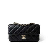 CHANEL Handbag Black Black Caviar Quilted Mini Rectangular Flap Light Gold Hardware -Knockoff
