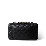 CHANEL Handbag Black Black Caviar Quilted Mini Rectangular Flap Light Gold Hardware -Knockoff
