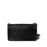 CHANEL Handbag Black Black Caviar Quilted Old Medium Boy Bag Aged Gold Hardware -Knockoff
