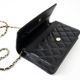 CHANEL Handbag Black Black Caviar Quilted Wallet On Chain Pearly CC Light Gold Hardware (woc -Knockoff
