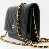 CHANEL Handbag Black Black Caviar Quilted Wallet on Chain (WOC) GHW -Knockoff
