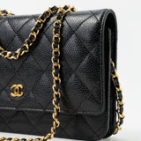 CHANEL Handbag Black Black Caviar Quilted Wallet on Chain (WOC) GHW -Knockoff
