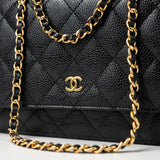 CHANEL Handbag Black Black Caviar Quilted Wallet on Chain (WOC) GHW -Knockoff
