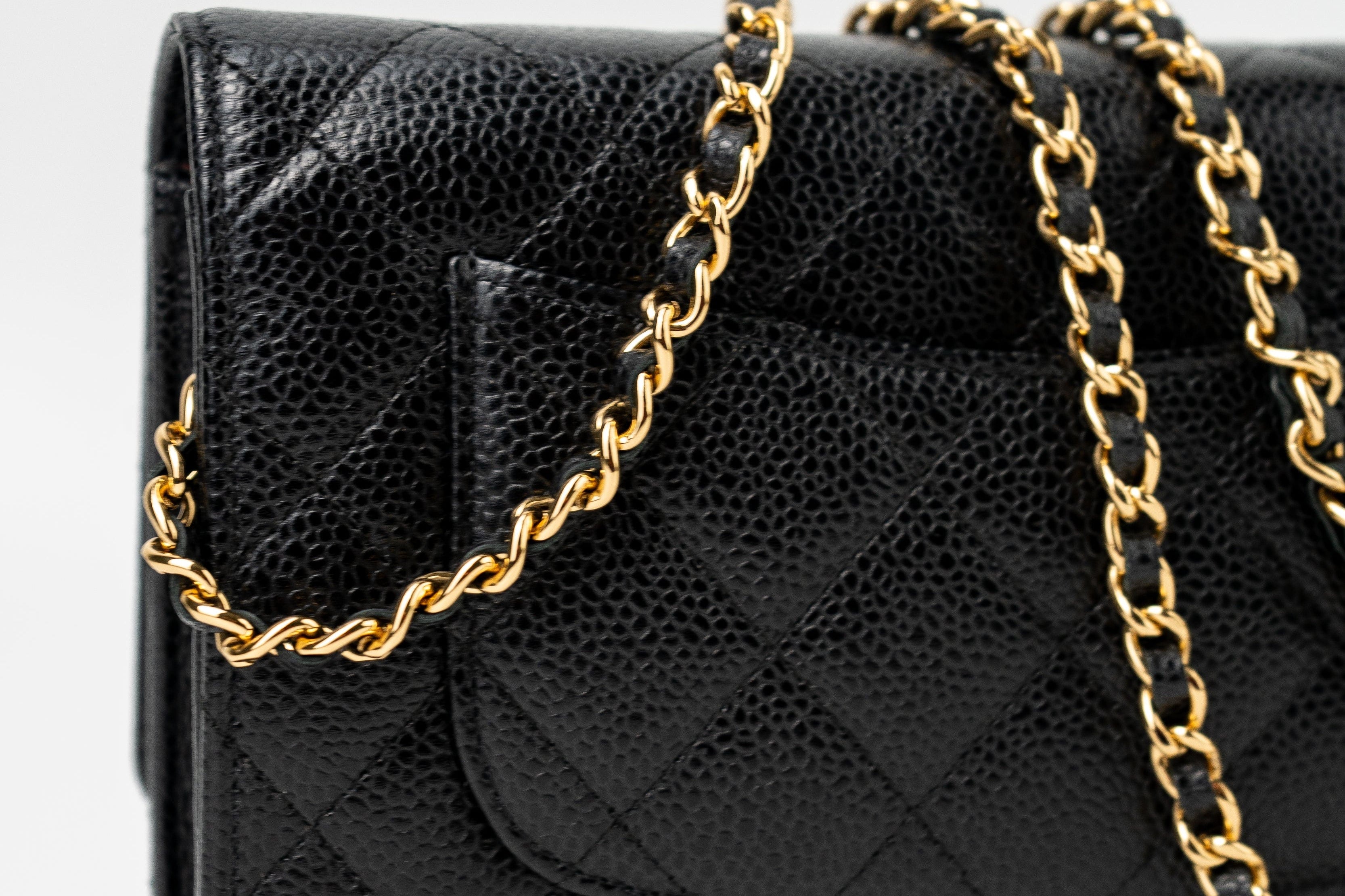 CHANEL Handbag Black Black Caviar Quilted Wallet on Chain (WOC) GHW -Knockoff
