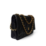 CHANEL Handbag Black Black Caviar Quilted Wallet on Chain WOC Gold Hardware -Knockoff
