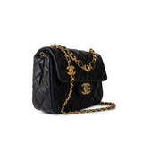 CHANEL Handbag Black Black Coco De Toi Heart Chain Small Square Flap Bag Antique Gold Hardware -Knockoff
