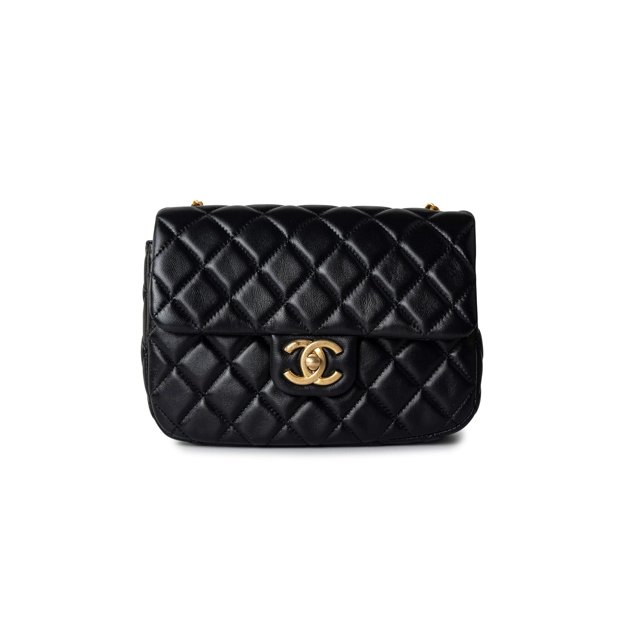 CHANEL Handbag Black Black Coco De Toi Heart Chain Small Square Flap Bag Antique Gold Hardware -Knockoff
