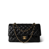 CHANEL Handbag Black Black Lambskin Quilted Classic Flap Medium Gold Hardware -Knockoff
