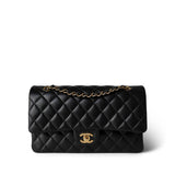 CHANEL Handbag Black Black Lambskin Quilted Classic Flap Medium Gold Hardware -Knockoff
