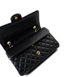 CHANEL Handbag Black Black Lambskin Quilted Classic Flap Medium Light Gold Hardware -Knockoff
