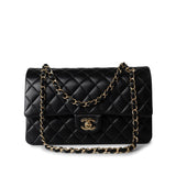 CHANEL Handbag Black Black Lambskin Quilted Classic Flap Medium Light Gold Hardware -Knockoff
