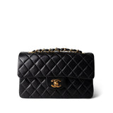 CHANEL Handbag Black Black Lambskin Quilted Classic Flap Small Gold Hardware -Knockoff
