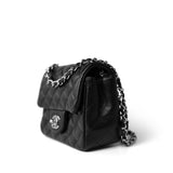 CHANEL Handbag Black Black Lambskin Quilted Mini Square Flap Silver Hardware -Knockoff
