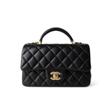 CHANEL Handbag Black Black Lambskin Quilted Mini Top Handle Antique Gold Hardware -Knockoff
