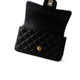 CHANEL Handbag Black Black Lambskin Quilted Mini Top Handle Antique Gold Hardware -Knockoff
