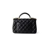 CHANEL Handbag Black Black Lambskin Quilted Mini Top Handle Antique Gold Hardware -Knockoff
