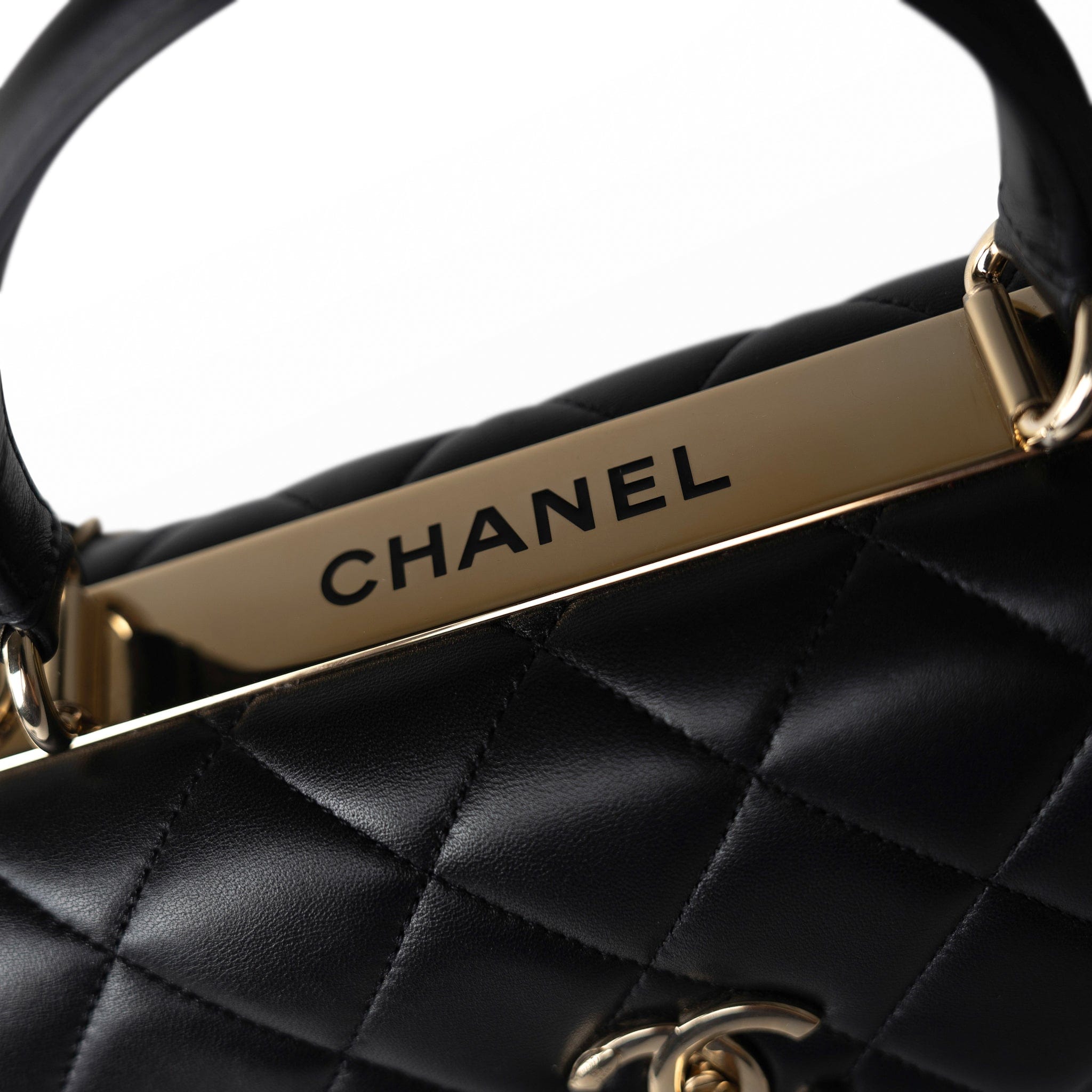 CHANEL Handbag Black Black Lambskin Quilted Trendy CC Small Light Gold Hardware -Knockoff
