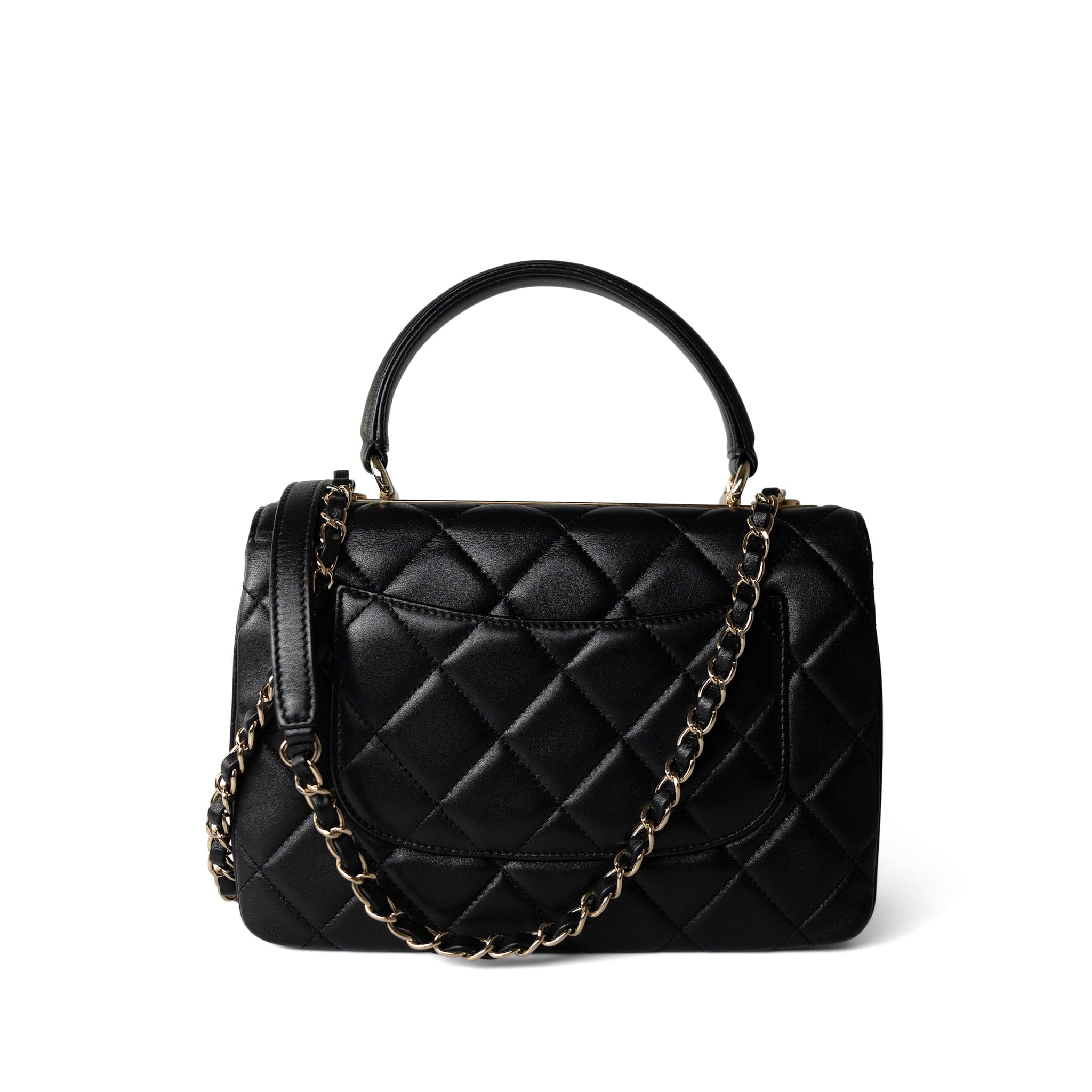 CHANEL Handbag Black Black Lambskin Quilted Trendy CC Small Light Gold Hardware -Knockoff
