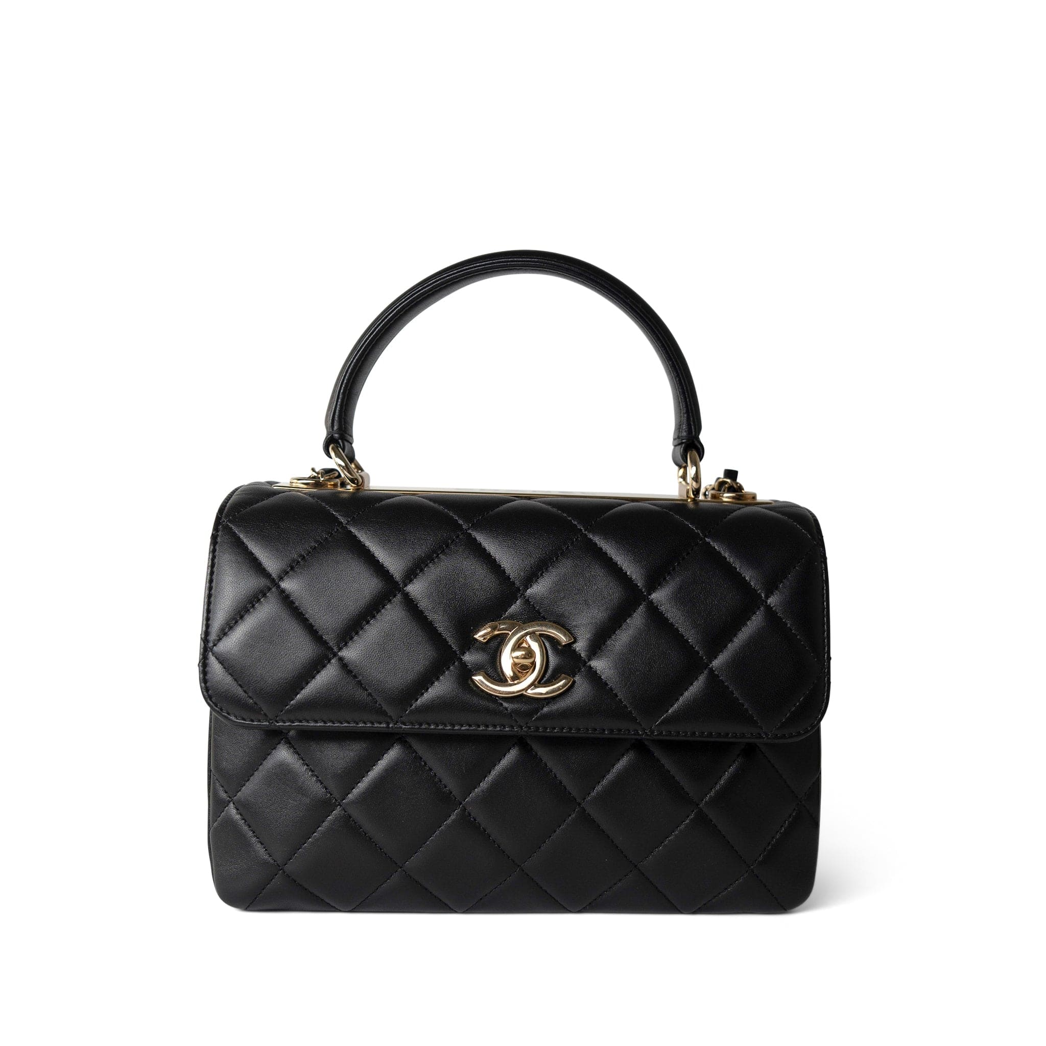 CHANEL Handbag Black Black Lambskin Quilted Trendy CC Small Light Gold Hardware -Knockoff
