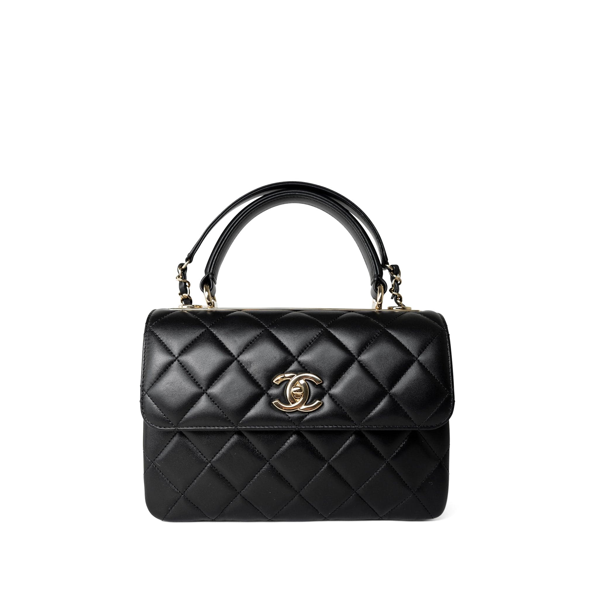 CHANEL Handbag Black Black Lambskin Quilted Trendy CC Small Light Gold Hardware -Knockoff
