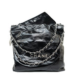 CHANEL Handbag Black Calfskin Quilted 22 Bag Small Aged Silver Hardware -Knockoff
