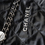 CHANEL Handbag Black Calfskin Quilted 22 Bag Small Aged Silver Hardware -Knockoff
