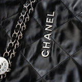 CHANEL Handbag Black Calfskin Quilted 22 Bag Small Aged Silver Hardware -Knockoff
