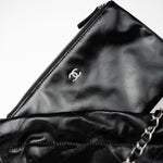 CHANEL Handbag Black Calfskin Quilted Drawstring 22 Bag Small Antique Silver Hardware -Knockoff
