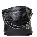 CHANEL Handbag Black Calfskin Quilted Drawstring 22 Bag Small Antique Silver Hardware -Knockoff
