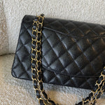 CHANEL Handbag Black Caviar Quilted Classic Flap Medium LGHW -Knockoff
