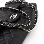 CHANEL Handbag Black Caviar Quilted Classic Flap Medium Silver Hardware -Knockoff
